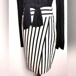 ANN TAYLOR TEXTURED STRIPED FAUX WRAP SKIRT